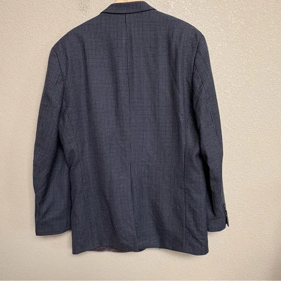 Lauren Ralph Lauren 48L Blue Brown Houndstooth Wool Blazer Sport Coat Academia